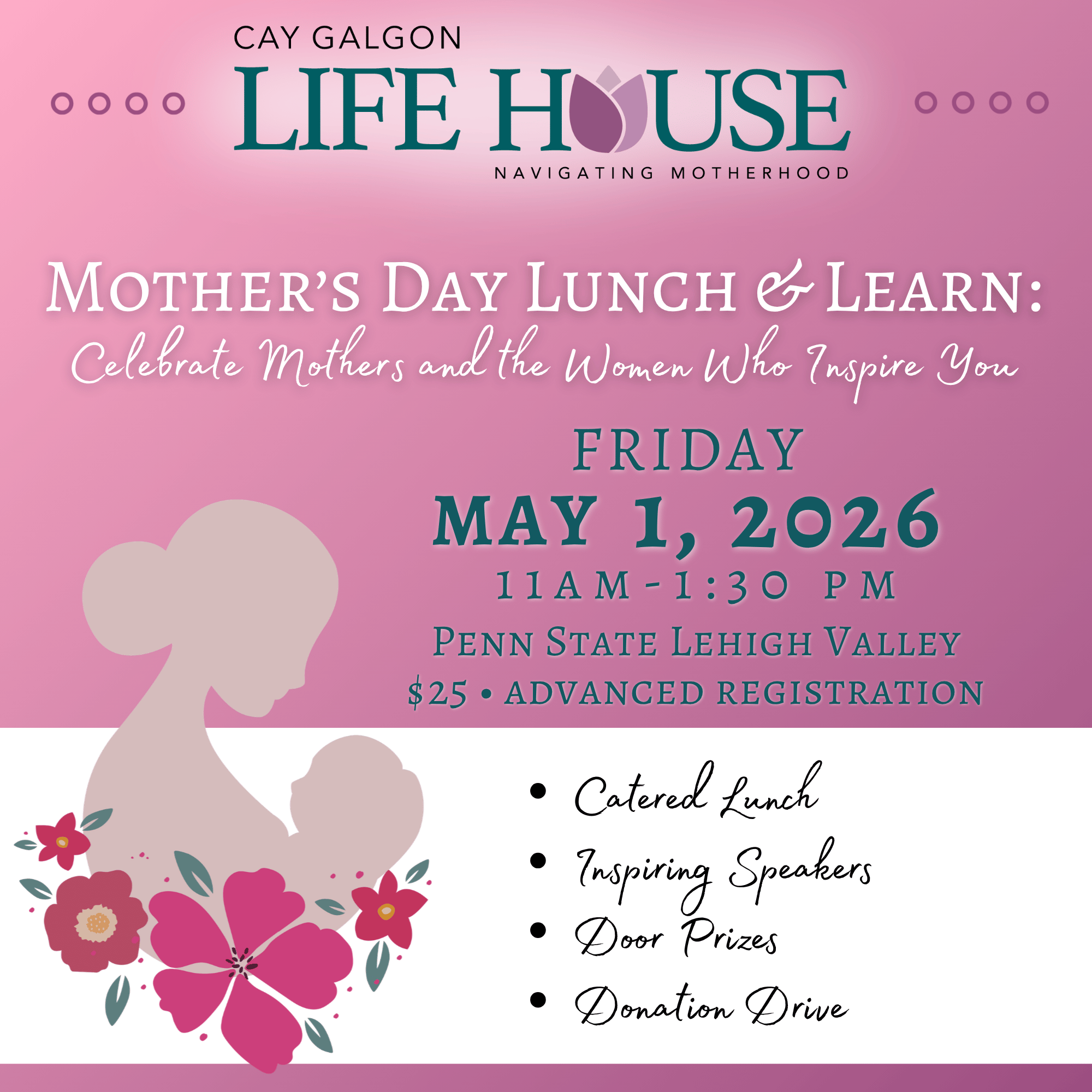 A flyer for the cay Galgon life house lunch and learn